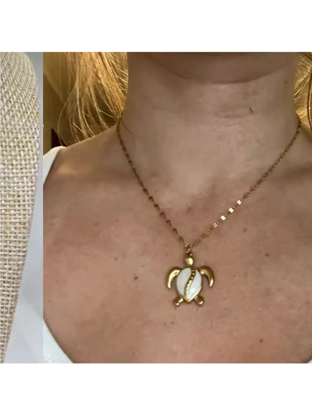 White Turtle 18K Gold Stainless Steel Waterproof Necklace